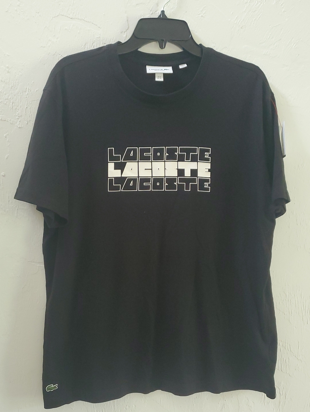 Lacoste Black Crewneck Graphic Logo Tee T-Shirt  Men XL